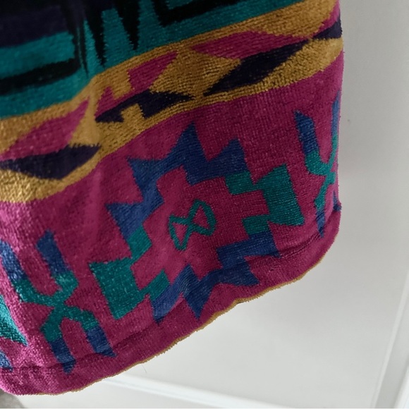 Vintage 90s TJ Lawford Colorful Southwestern Terry Robe Unisex Size Medium Aztec - Picture 15 of 16